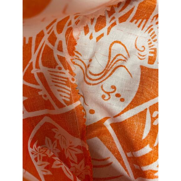 Vintage 1960s Deadstock Orange Tropical Print Dress XS Small Batik Print Floral - Picture 9 of 10